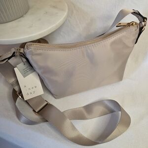 a new day Neutral Taupe Crossbody Bag with Gold Hardware
